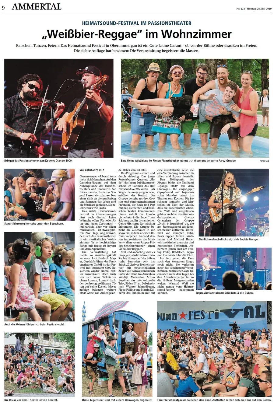 Zeitungsseite Ammertal mit dem Bericht Weißbier-Reggae im Wohnzimmer