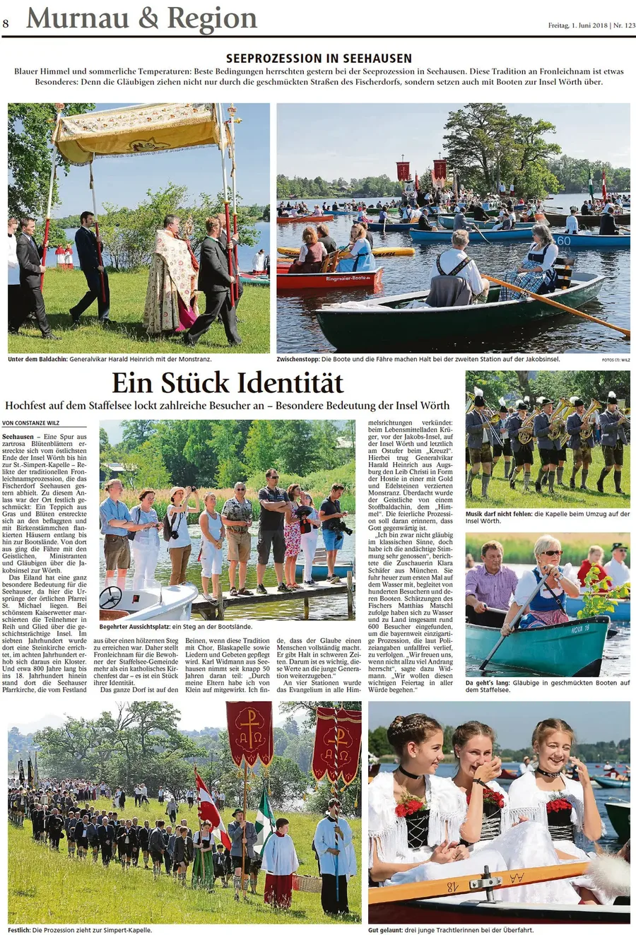 Zeitungsseite Murnau und Region mit dem Bericht Ein Stück Identität